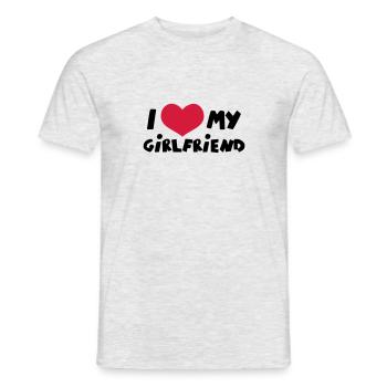 I Love my Girlfriend Comic Toon - Männer T-Shirt - Grau meliert - Vorne - AI Model Male 178 dark (178cm)