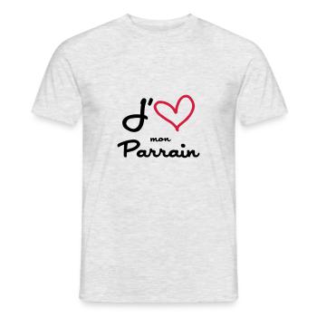 J'aime mon Parrain - T-shirt homme - gris chiné - Devant - AI Model Male 178 dark (178cm)