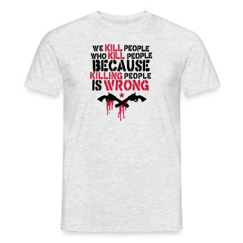 Anti Krieg Spruch - Ukraine Russland Frieden - Männer T-Shirt - Grau meliert - Vorne - AI Model Male 178 dark (178cm)