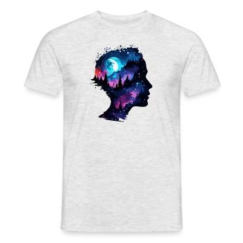 Silhouette / Forest / Portrait / Trees / Person - Men's T-Shirt - heather grey - Front - AI Model Male 178 dark (178cm)