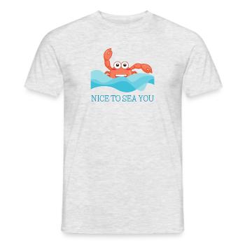 Le crabe crabe dans la mer accueille avec « Ravi de vous voir! » - T-shirt homme - gris chiné - Devant - AI Model Male 178 dark (178cm)