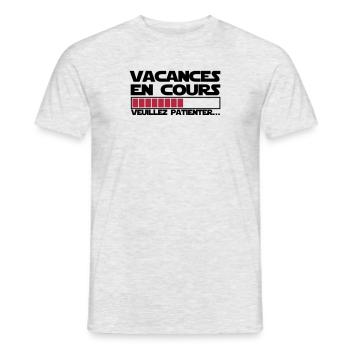 vacances EN COURS - T-shirt homme - gris chiné - Devant - AI Model Male 178 dark (178cm)