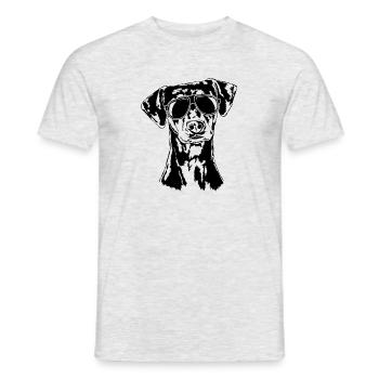 DEUTSCHER PINSCHER cool Sonnenbrille Hund Wilsigns - Männer T-Shirt - Grau meliert - Vorne - AI Model Male 178 dark (178cm)