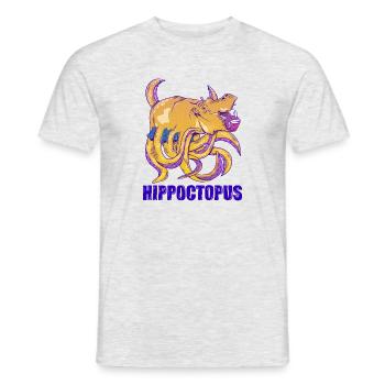 Funny hippo with tentacles - Männer T-Shirt - Grau meliert - Vorne - AI Model Male 178 dark (178cm)