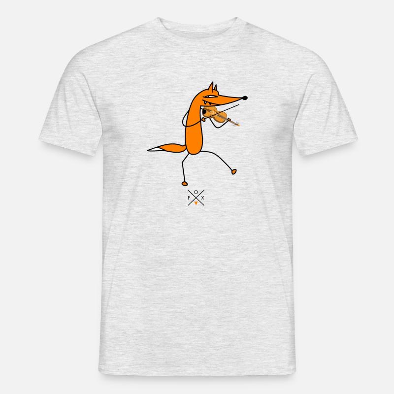 Fuchs und Violine - Männer T-Shirt - Grau meliert