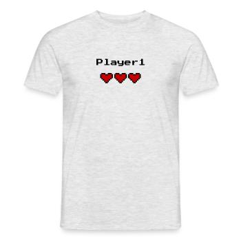 Partnerlook Gamer Father Son Dad Player 1 Player 2 - Men's T-Shirt - heather grey - Front - AI Model Male 178 dark (178cm)