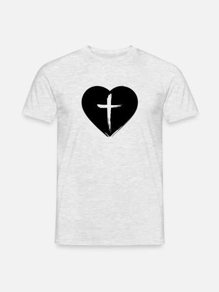 Jeesus sydän - Jeesus rakastaa meitä - Miesten T-paita - harmaasävyinen