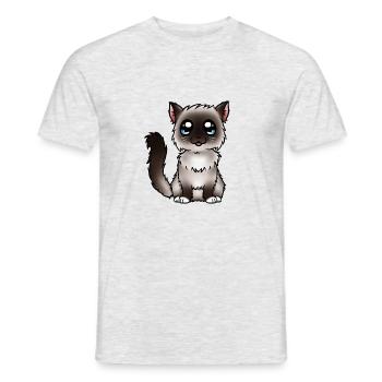 Birman - Seal Point - T-shirt homme - gris chiné - Devant - AI Model Male 178 dark (178cm)
