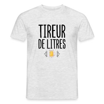 Tireur de litres cadeau humour alcool bière homme - T-shirt homme - gris chiné - Devant - AI Model Male 178 dark (178cm)