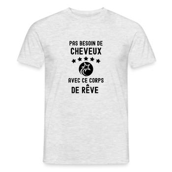 Humour chauve - T-shirt homme - gris chiné - Devant - AI Model Male 178 dark (178cm)