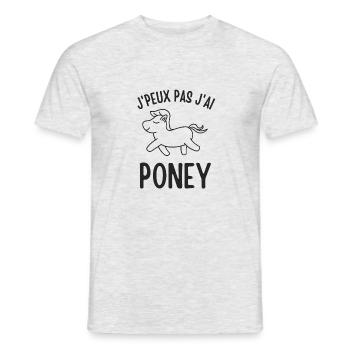 Poney cheval équitation - T-shirt homme - gris chiné - Devant - AI Model Male 178 dark (178cm)