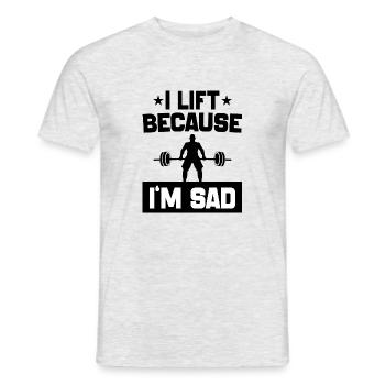 I Lift Because I'm Sad workout Joke motivation gym - T-shirt homme - gris chiné - Devant - AI Model Male 178 dark (178cm)