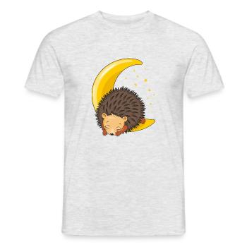 Niedlicher Igel schläft auf dem Mond - Männer T-Shirt - Grau meliert - Vorne - AI Model Male 178 dark (178cm)