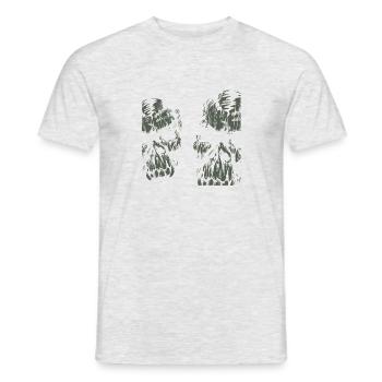 2 Totenköpfe - Männer T-Shirt - Grau meliert - Vorne - AI Model Male 178 dark (178cm)