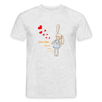 Jamais sans mon doudou - T-shirt homme - gris chiné - Devant - AI Model Male 178 dark (178cm)