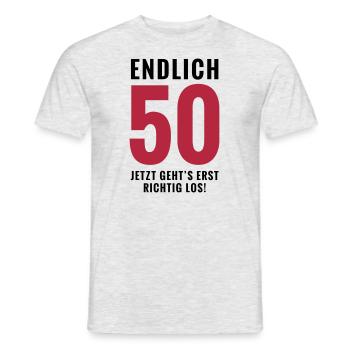 Endlich 50 - Geburtstag - Männer T-Shirt - Grau meliert - Vorne - AI Model Male 178 dark (178cm)