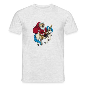 Santa rides on unicorn christmas gift - Men's T-Shirt - heather grey - Front - AI Model Male 178 dark (178cm)