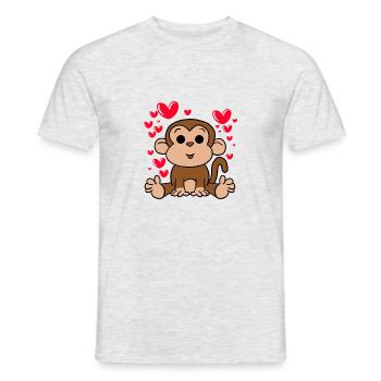 Affe-Liebes-T-Shirt Valentinsgruß-Tagesnette Herzen - Männer T-Shirt - Grau meliert - Vorne - AI Model Male 178 dark (178cm)