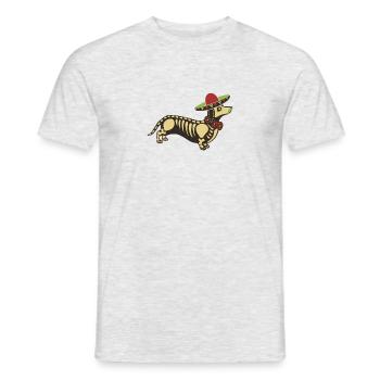 Wiener Hund Sugar Skull Sombrero Schnurrbart Mexikaner - Männer T-Shirt - Grau meliert - Vorne - AI Model Male 178 dark (178cm)