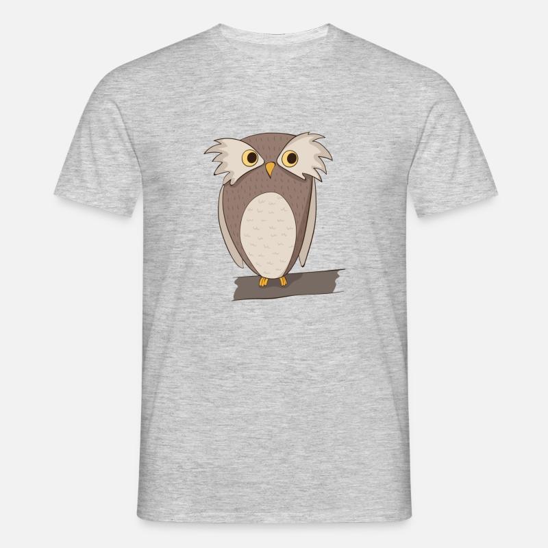 Eule Comic - Männer T-Shirt - Grau meliert