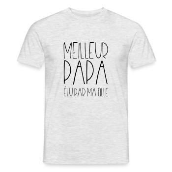 Meilleur papa élu par ma fille - T-shirt homme - gris chiné - Devant - AI Model Male 178 dark (178cm)