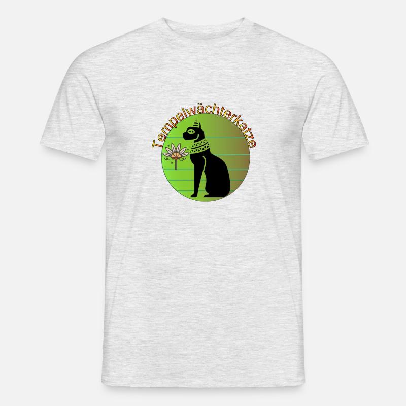 Tempelwächterkatze - Männer T-Shirt - Grau meliert