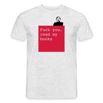 Read my books - Men's T-Shirt - heather grey - Front - AI Model Male 178 dark (178cm)