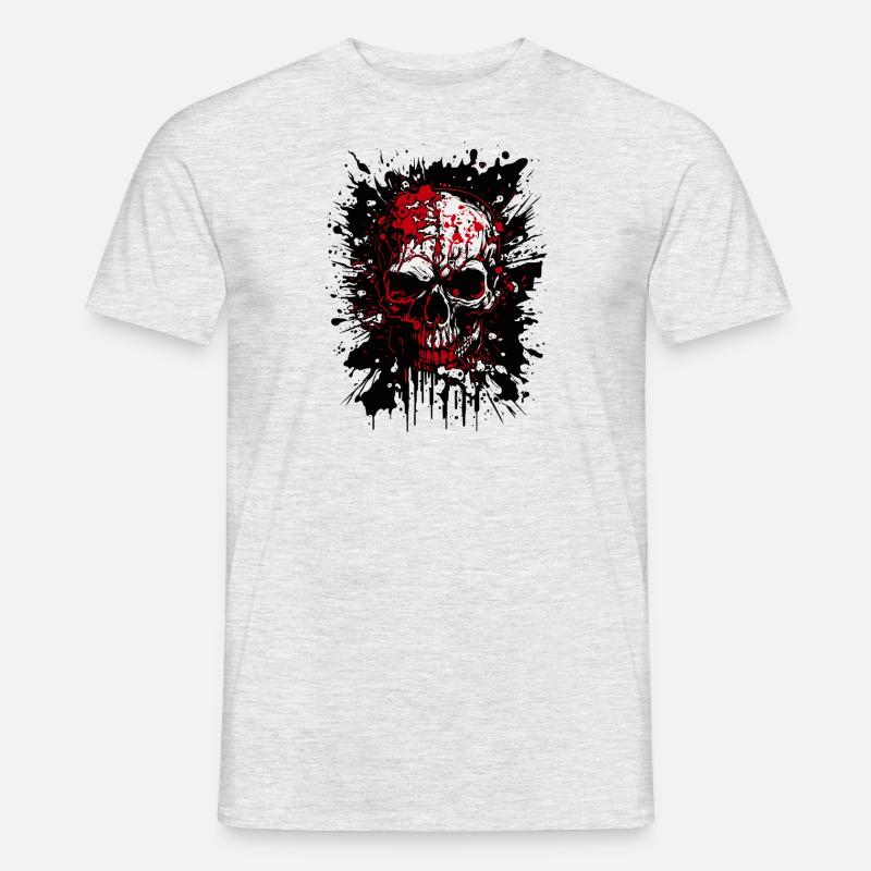 Schädel - Männer T-Shirt - Grau meliert