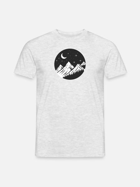 logo de montagne, logo rond, nuit étoilée - T-shirt homme - gris chiné