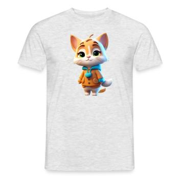 chat mignon d'automne - T-shirt homme - gris chiné - Devant - AI Model Male 178 dark (178cm)