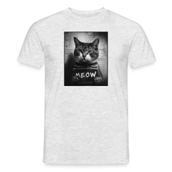 Cat Mugshot - Meow - Men's T-Shirt - heather grey - Front - AI Model Male 178 dark (178cm)