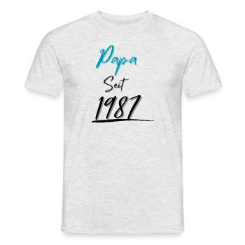 Papa seit 1987 - Männer T-Shirt - Grau meliert - Vorne - AI Model Male 178 dark (178cm)