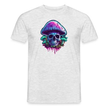 Pilz / Mushroom / Wiese / Wald / Goa / Psy - Männer T-Shirt - Grau meliert - Vorne - AI Model Male 178 dark (178cm)