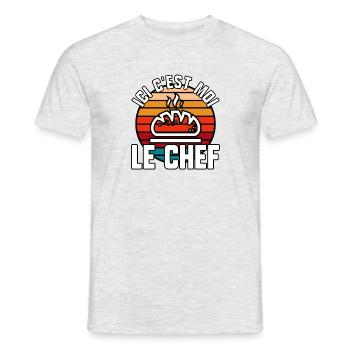 Ici c’est moi le chef - T-shirt homme - gris chiné - Devant - AI Model Male 178 dark (178cm)