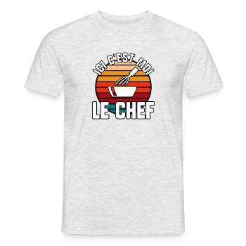 Ici c’est moi le chef - T-shirt homme - gris chiné - Devant - AI Model Male 178 dark (178cm)