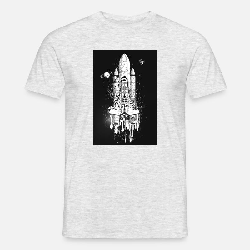 Fantasievolles Space Shuttle im Graffiti Stil - Männer T-Shirt - Grau meliert
