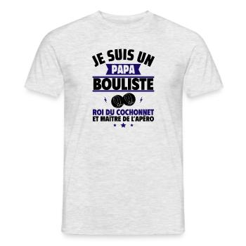 Papa bouliste,cadeau fête des pères,pétanque - T-shirt homme - gris chiné - Devant - AI Model Male 178 dark (178cm)