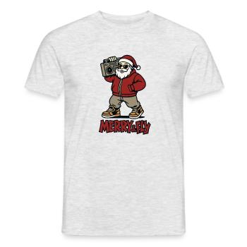 Santa Claus Streetwear Boombox Hip-Hop - Men's T-Shirt - heather grey - Front - AI Model Male 178 dark (178cm)