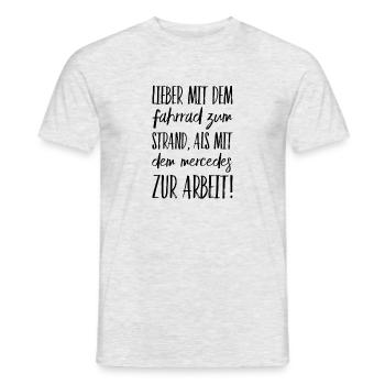 lieber mit dem Fahrrad zum Strand - Männer T-Shirt - Grau meliert - Vorne - AI Model Male 178 dark (178cm)