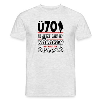 Mann Sprüche Geburtstag Ü Party Spass Nörgeln 70 - Männer T-Shirt - Grau meliert - Vorne - AI Model Male 178 dark (178cm)