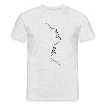 Idée cadeau Lineart Love - T-shirt homme - gris chiné - Devant - AI Model Male 178 dark (178cm)