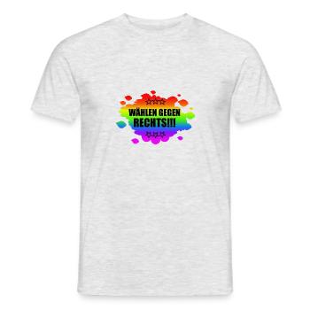 AfD stoppen gegen rechts Demokratie verteidigen - Männer T-Shirt - Grau meliert - Vorne - AI Model Male 178 dark (178cm)