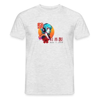 Anime Vibes - Fabriqué au Japon - T-shirt homme - gris chiné - Devant - AI Model Male 178 dark (178cm)