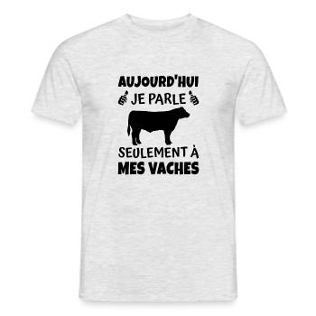 aujourd hui je parle seulement à mes vaches - T-shirt homme - gris chiné - Devant - AI Model Male 178 dark (178cm)
