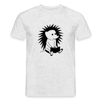 Hedgehog Reads Book Illustration Gift - Men's T-Shirt - heather grey - Front - AI Model Male 178 dark (178cm)