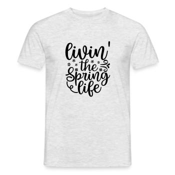 9 Vivre la vie printanière - T-shirt homme - gris chiné - Devant - AI Model Male 178 dark (178cm)