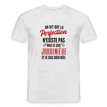 perfection jardinière / cadeau humour jardinière - T-shirt homme - gris chiné - Devant - AI Model Male 178 dark (178cm)
