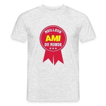 Meilleur ami du monde - T-shirt homme - gris chiné - Devant - AI Model Male 178 dark (178cm)
