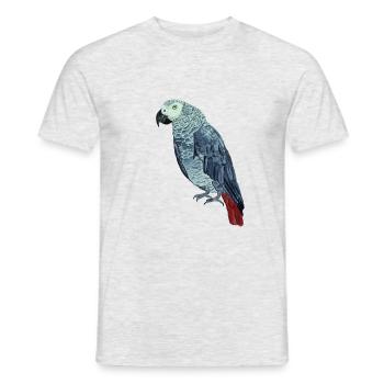 Graupapagei handgemalt. Haustier Fanartikel - Männer T-Shirt - Grau meliert - Vorne - AI Model Male 178 dark (178cm)