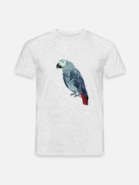 Graupapagei handgemalt. Haustier Fanartikel - Männer T-Shirt - Grau meliert